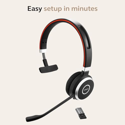 Jabra Evolve 65 SE Mono Wireless Headset - Bluetooth Headset with Noise-Cancelling Microphone, Long-Lasting Battery, and Dual Connectivity - MS Teams Certified, Works with All Other Platforms - Black - size: MS Teams, style: Mono