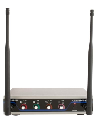 VOCOPRO Digital-Quad-B-500 Four Channel UHF Wireless Mic System Configured with Clip-on Bodypacks to use Headset andLapel Microphones - DIGQUADB500