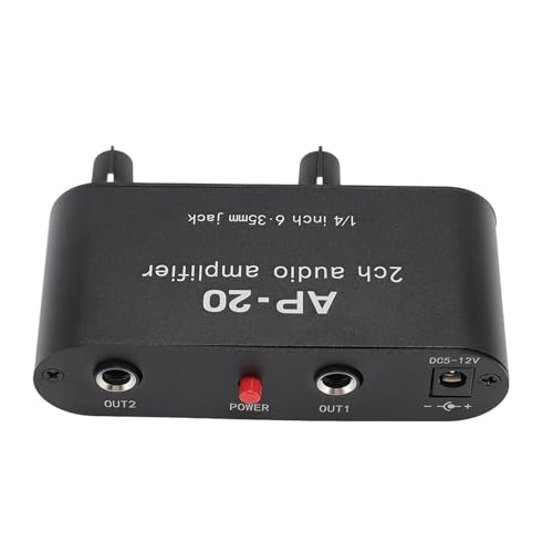 GOWENIC Dual Channel Sound Amplifier, 1/4 Inch 6.35mm Sound Preamplifier with Balanced Inputs Independent Adjustment Compatible with Sound Instruments, Amplifiers, Microphones