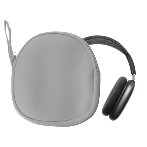 kwmobile Case for Apple AirPods Max/AirPods Max 2 Cover - Over Ear Headphone Storage Bag - Neoprene Headset Travel Pouch with Wrist Strap - Light Grey - color: light grey