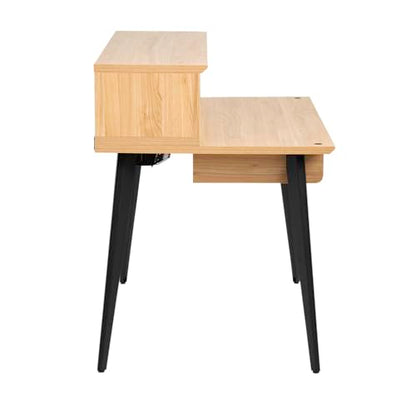 Gator Frameworks Elite Series Studio Desk Workstation with (8U) Adjustable Rack Shelves and Sliding Keyboard Tray; Natural Maple Finish (GFW-ELITEDESK-MPL) - color: Natural Maple, style: Main Desk