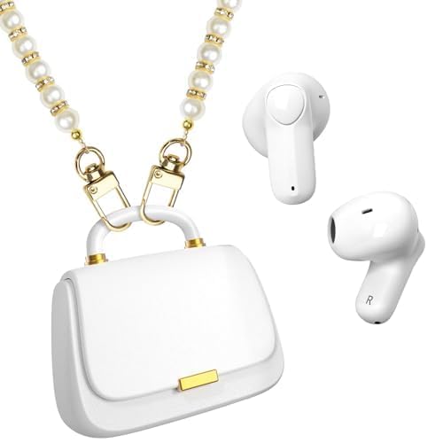 ANCwear Wireless Earbuds with Mini Handbag Case, 22H Playtime, Pearl White | Bluetooth 5.3, 13mm drivers, touch controls and DIY stickers for music, calls, travel, everyday wear and gifting - color: Bright White