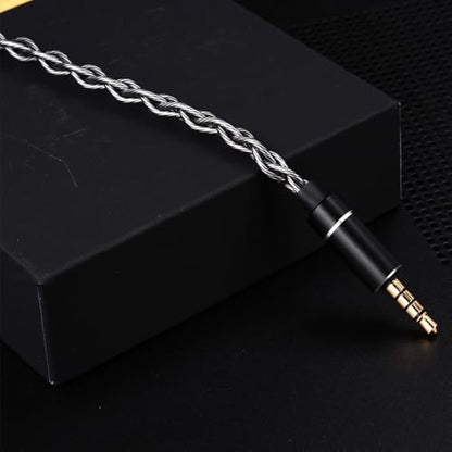 HiFi Earphone Audio Upgrade Cable,8N Silver Plated Headphone Cords,1.3m in Ear Monitor IEM Cord Compatible with KZ ZS10 AS10 AS16 for Audiophile Musician 3.5mm w/mic(0.78mm 2Pin 4.2ft) - size: 3.5mm Plug w/mic