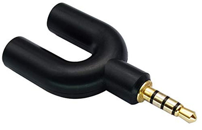 3.5mm Headphone Y Splitter Adapter Gold Plated 4 Pole 3.5mm Male to 3.5MM Headphone+Microphone (MIC) Female Plugs Audio Stereo Converter(2-Pack)