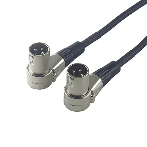 WJSTN 3FT Right-Angle Male to Straight Female XLR Cable, 2FT XLR Audio Adapter Cord for Microphone & Camera, 2 Pack - size: 3FT
