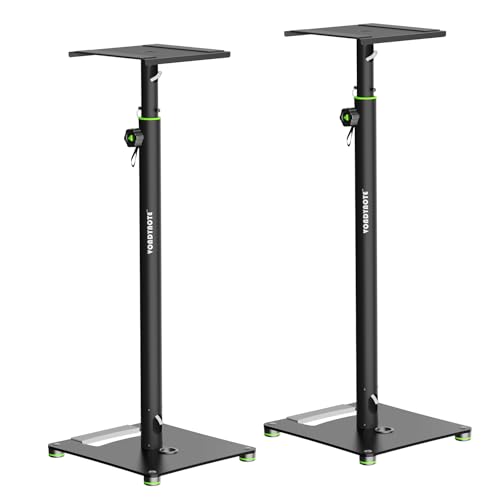 Vondynote Pair Studio Monitor Stands 31"-50" Floor Monitor Speaker Stands | Adjustable Height, Cable Management, Heavy Duty, Flat Base