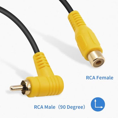 RCA Audio Cable Gold-Plated Elbow RCA line Lotus Male and Female Extension Lotus AV Video Cable Projector Cable Audio Cable (15cm RCA Female Straight to Male Bend 2PCS) - color: 15cm RCA female straight to male bend 2PCS