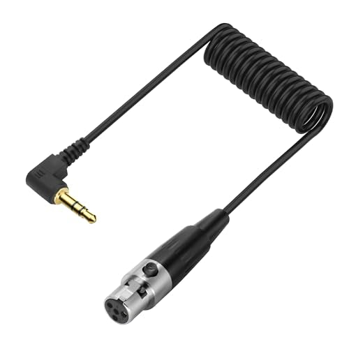 XMSJSIY Mini XLR to 3.5mm Stereo Audio Cable 90 Degree Right Angle 1/8" | TRS to Mini XLR 4 Pin Female Headphone Spring Audio Coiled Cord for MP3 Players, Phones, Laptops - 0.5m /1.65 ft - style: Mini XLR 4 PIN