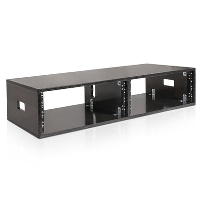 Sound Town DIY 2 x 4U Double-Bay Studio Rack for Home Studio and Recording Room, Baltic Birch Plywood, Black Espresso (SDRK-D4D) - size: 2 x 4U, Black Espresso