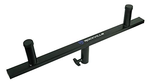 Rockville DP Mount for 2 8" 10" or 12" PA Speaker Cabinets to One Stand | Pole / Subwoofer Compatible, Steel Construction, 80 lbs Total Capacity, 35MM, 28" Support Arm, Detachable Rubber Rings
