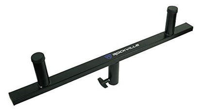 Rockville DP Mount for 2 8" 10" or 12" PA Speaker Cabinets to One Stand | Pole / Subwoofer Compatible, Steel Construction, 80 lbs Total Capacity, 35MM, 28" Support Arm, Detachable Rubber Rings