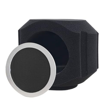 Microphone Windscreen Studio Microphone Noise Isolation Shield Windshield For Mics Soundproof Covers 1PC - color: Silver frame black m