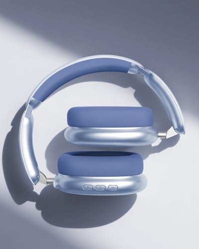 Wentronic Y02 Active Noise Cancelling Wireless Headphones, Blue | Over-Ear, Bluetooth, 60H Playtime,Crystal Clear Calls, Hi-Res Audio, Big Bass, Foldable Lightweight for Travel Home Office - color: Blue