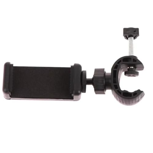 Multifunctional Adapter Clip Phone Holder 360° Rotation Adjustable Clamp Spiral Clamping for All 5-6 inch Smartphone Live Mount (Black) - color: BLACK