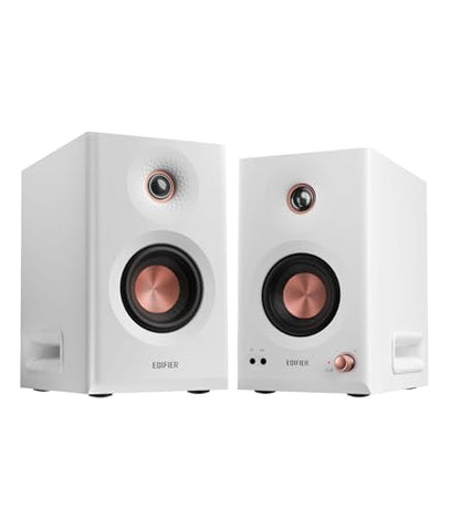 Edifier MR5 2.0 Studio Monitor Bookshelf Speakers, 110W RMS, White | Hi-Res Audio, Bluetooth 6.0, 3-Way Active Design, Room Compensation, XLR/TRS/RCA Inputs, Home Studio & Music - color: White