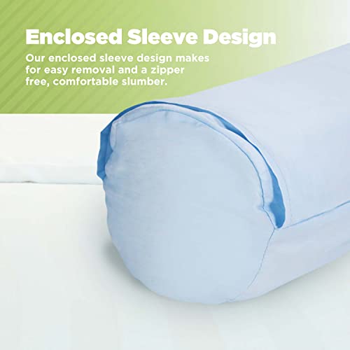 Cotton Neck Roll Pillowcase - Hypoallergenic and Smooth Natural Fabric Pillow Protector - Soft and Breathable Sateen Weave Pillow Cover with Enclosed Sleeve Design - Made in USA - Blue, 5" x 14" - color: Blue (Sateen Weave), size: 5" x 14"