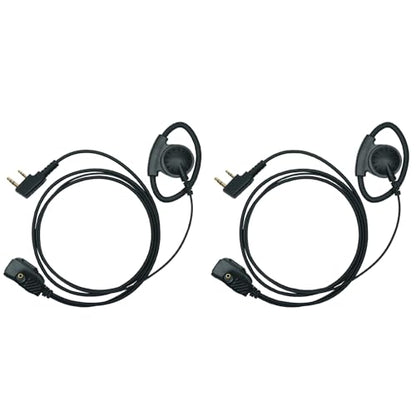 Walkie Talkie Earpiece with mic Ptt Headset Compatible with Walkie Talkie Brands Baofeng,Kenwood,Puxing,Wouxun 2 Way Radio 2 pin D Shape Accessories,2 Pack