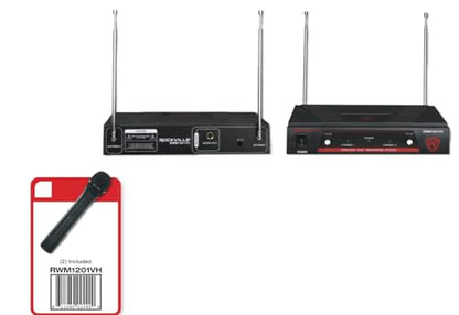 Rockville RWM1201VH VHF Wireless Handheld Microphone Mic System | Includes 2 Mics with Receiver, 1/4" Output, 200ft Indoor Range, Dual Filter, Auto Sync