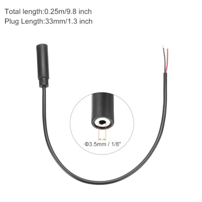 MECCANIXITY 3pcs 3.5mm Female Jack to Bare Wire Open End Replacement TRS 2 Pole Stereo 1/8" Mono Audio Cable Plug Jack for Earphone Headphone Cable Repair, 0.25m - size: 0.30m