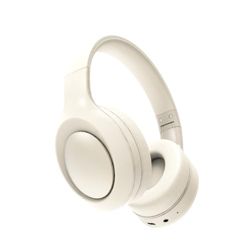 Bingozones Beige Noise Cancelling Headphones Wireless,Bluetooth Headphones Over Ear, Wireless Headsets with Mic,60H Playtime,Deep Bass Memory Foam Ear Cups,Lightweight for Travel,Home,Gym