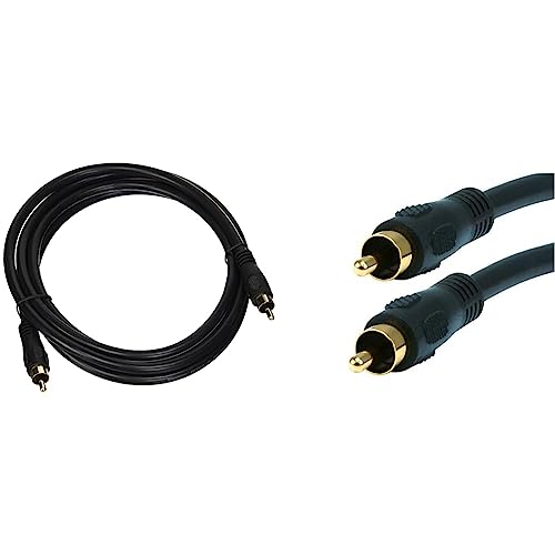 Monoprice Coaxial Audio Cable - 6 Feet Black | RCA Male/Male Digital Coax & Composite Video RG-59U 75Ohm