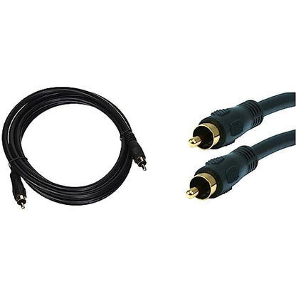 Monoprice Coaxial Audio Cable - 6 Feet Black | RCA Male/Male Digital Coax & Composite Video RG-59U 75Ohm