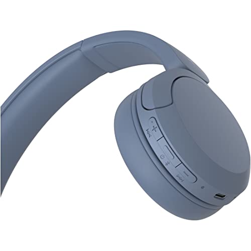 Sony WH-CH520 Best Wireless Bluetooth On-Ear Headphones with Microphone for Calls and Voice Control, Up to 50 Hours Battery Life with Quick Charge Function, Includes USB-C Charging Cable - Blue - color: Blue