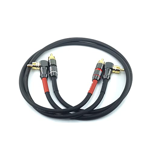 WJSTN-055 90 Degree Right Angle RCA Subwoofer Cable Audio Cable RCA Male to Male Audio Video Cord for Subwoofer, HDTV, Amplifiers,Home Theater,Hi-Fi Systems,Subwoofe 2 Pack (2FT) - size: 2FT