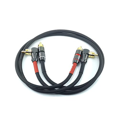 WJSTN-055 90 Degree Right Angle RCA Subwoofer Cable Audio Cable RCA Male to Male Audio Video Cord for Subwoofer, HDTV, Amplifiers,Home Theater,Hi-Fi Systems,Subwoofe 2 Pack (2FT) - size: 2FT