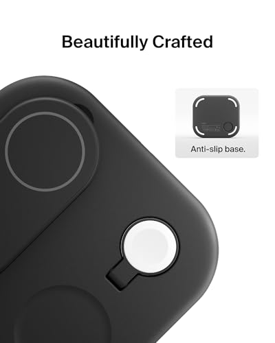Belkin Qi2 Magnetic Wireless Charging Station, 3 in 1 Foldable Charger | MagSafe compatible, Apple Watch, AirPods, Qi2 certified, wireless charging station, travel stand - color: Black