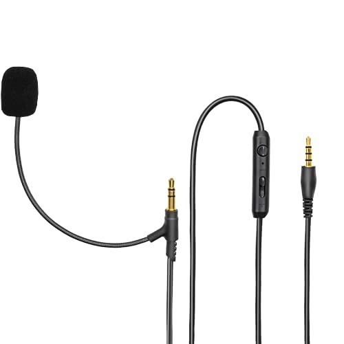 RUKUHOT Boom Mic Cable for Gaming Headsets,Microphone Audio Cable Mute Volume Control for PlayStation PS4 or Xbox One Controller, PC,3.5mm Jack Gaming Headphone Mic-Black