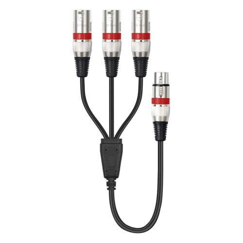 XLR Splitter Cable 3 Way - 1 XLR Female to 3 Male Patch Y Cable Balanced Microphone Splitter 3 in 1 Cord Audio Adapter (60cm/2FT) - color: XLRF-3XLRM-60CM-1PACK