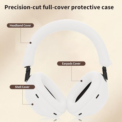 for Sony WH-1000XM6 Case Cover, 3 Sets Silicone Sweat Cover, KONXISA Eeadphones Protective Case for Sony WH-1000XM6 Earpad/Ear/Headband Covers Protector, Washable Sweatproof(White)