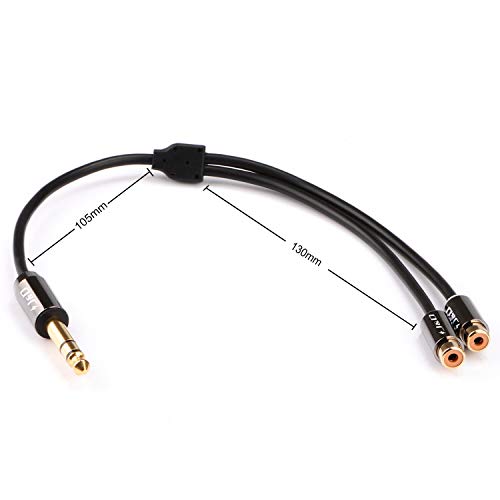 J&D 6.35 mm to 2RCA Cable, Gold Plated Copper Shell Heavy Duty 6.35mm 1/4 inch Male TRS to Stereo 2 RCA Female Splitter Audio Adapter Cable, 0.8 Feet