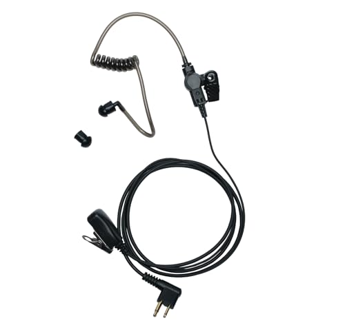 2Pin Earpiece Headset with Mic PTT Compatible with Motorola CP200 CP200D CP185 CP100D CLS1410 CLS1110 BPR40 MAGONE BC130 DLR1060 M1 R2 Walkie Talkie 2 Way Radio with Black Acoustic Tube,4 Pack