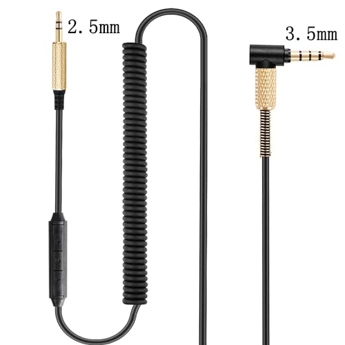 FAAEAL QC45 Coiled Audio Cable Replacement for Bose QC35 QC25 NC700 JBL E45BT E55BT E65BTNC 750NC Headphones, 2.5mm to 3.5mm(1/8”) in-line Mic Control Extension Aux Cord(4.2ft-8ft) - size: 4.2ft-8ft w/mic