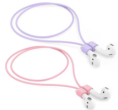 Mooyavia Ultra Strong Magnetic Anti-Lost Strap for AirPods Pro-Pink+Purple | Compatible with AirPods Pro 3/2/1 & AirPods 4/3/2/1,Soft Silicone Sport Neck Lanyard,Lenth 29.9 in - color: C9-pink+purple