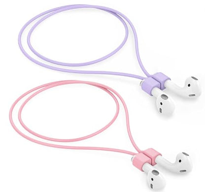 Mooyavia Ultra Strong Magnetic Anti-Lost Strap for AirPods Pro-Pink+Purple | Compatible with AirPods Pro 3/2/1 & AirPods 4/3/2/1,Soft Silicone Sport Neck Lanyard,Lenth 29.9 in - color: C9-pink+purple