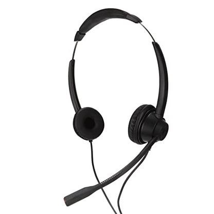 H390D - RJ9 - MVA Dual Ear Wired Telephone Headset, Noise Canceling Office Headset with RJ9 Plug, Lightweight Comfortable Business Calling Headset for Call Center and Home Office U
