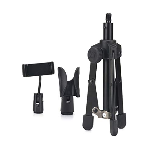 Foldable Tripod Desktop Microphone Stand Holder include Microphone clip Phone clip - color: 1