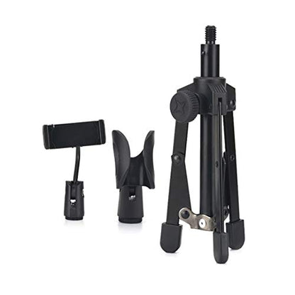 Foldable Tripod Desktop Microphone Stand Holder include Microphone clip Phone clip - color: 1