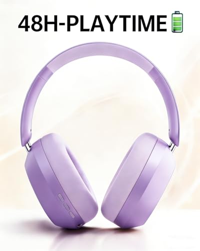 Wentronic Y05 Wireless Bluetooth Headphone, Noise Cancelling, Purple | Wireless Over-Ear Headphones, Hi-Res Audio, 48H Playtime, Built-in Mic, Comfort & Connectivity, Works with iOS, Android & PC - color: Purple