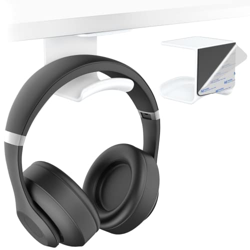 HomeMount Under Desk Headphone Hanger, Adhesive Hook, White 1 Pack - color: White