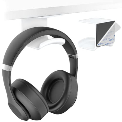HomeMount Under Desk Headphone Hanger, Adhesive Hook, White 1 Pack - color: White