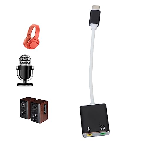 USB C Microphone Type C Sound Card 7.1 Channel USB External Sound Card Type C to 3.5mm Headphone Jack