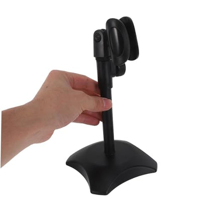 Adjustable Desktop Mic Stand round Base for Handheld and Heavyweight Microphones, Portable and Heavy-duty Abs and Iron Construction, for Lectures and Video Conferences