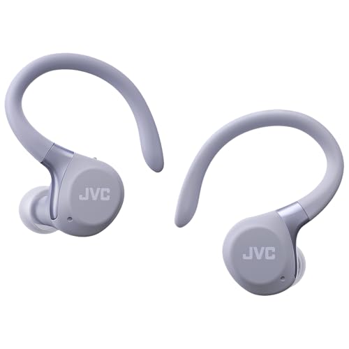 JVC Fitness Series True Wireless Sport Earbuds with Adjustable Hooks, Active Noise Cancelling, Ambient Sound Mode, IP57 Waterproof, 40hr Long Battery Life, App EQ, Low Latency, Mic HAEC75TV Violet - color: Violet