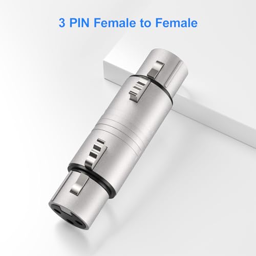 Professional 4 Pack (2 Pair) XLR Adapter, Noise Free, Long-Lasting | 3 Pin XLR Female to Female & Male to Male Connector, XLR Gender Changers, Fit for Microphone, Audio Mixer, Speaker, Silver - size: 2 Pair