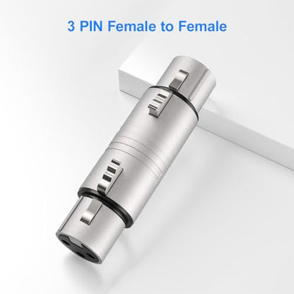 Professional 4 Pack (2 Pair) XLR Adapter, Noise Free, Long-Lasting | 3 Pin XLR Female to Female & Male to Male Connector, XLR Gender Changers, Fit for Microphone, Audio Mixer, Speaker, Silver - size: 2 Pair