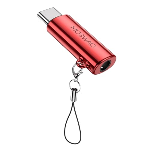 MOSWAG USB C to 3.5mm Audio Headphone Adapter, Typc C to 3.5mm Aux Adapter Zinc Alloy Adapter Compatible with Samsung GalaxyS23 S22 S21 S20 S10 Plus, Ultra S21+, Pixel 7/6, Pad Pro 6 … | Hi-Fi Audio Converter and Microphone in Zinc Alloy High Resolution C
